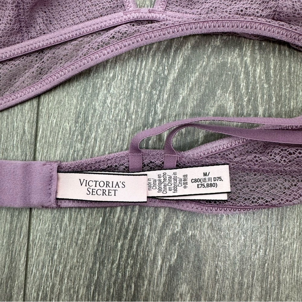 Victoria’s Secret Lavender Mesh Sheer Wireless Bra Women’s Medium No Padding - Picture 4 of 7